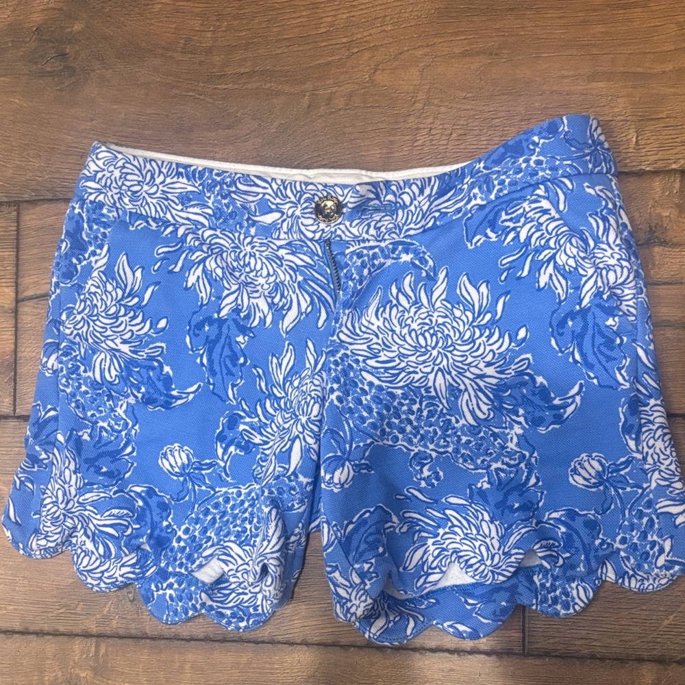 Lilly Pulitzer Blue Floral High Waist Shorts